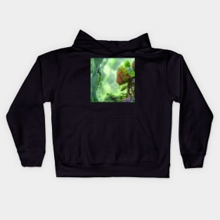 Tree House Portrait, greenery Outside Kids Hoodie